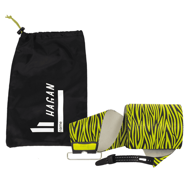 gelb-schwarzes Tourenskifell mit Tasche